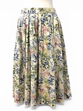 Esprit Floral Pleated Skirt Cottagecore Cotton Fully Lined Size 6
